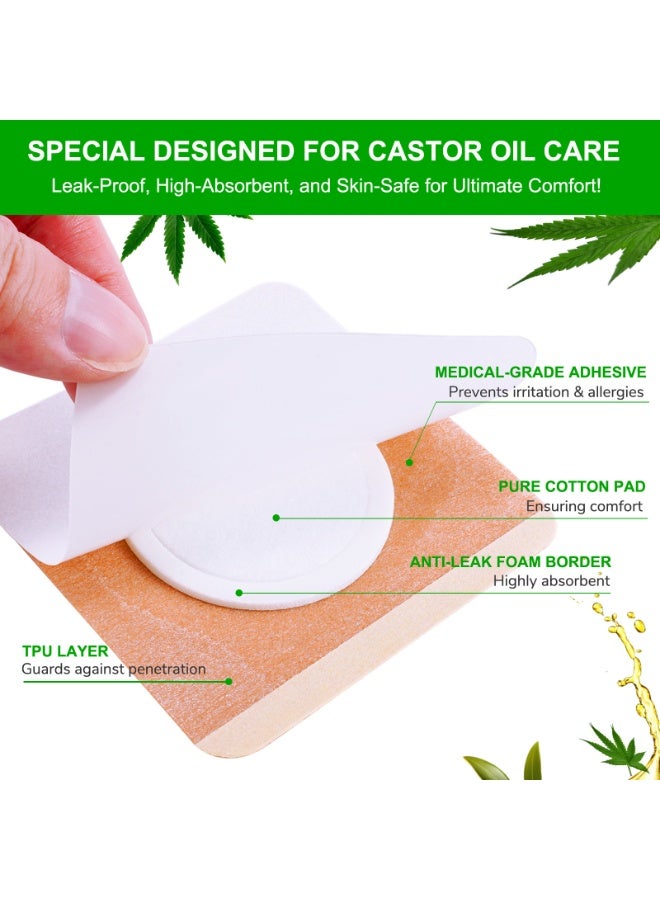VOGSIG 20 Pcs Castor Oil Belly Button Sticker Disposable Self Adhesive castor oil patches Disposable Castor Oil Pack Wrap Castor Oil Belly Pads Castor Oil Compress Wrap Kit - Image 2